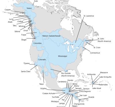 map of North America river basins