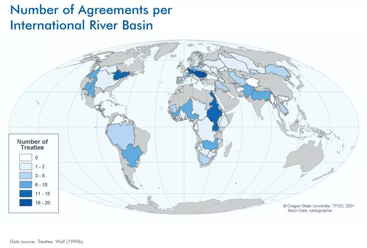 map of number agreements in International River Basins